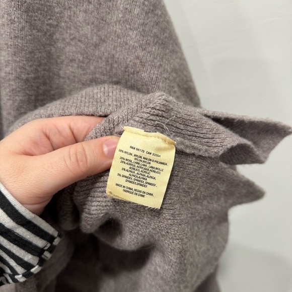 Anthropologie Moth Cardigan Sweater Pearl Neck Taupe Grey Alpaca Wool Large - Picture 9 of 11